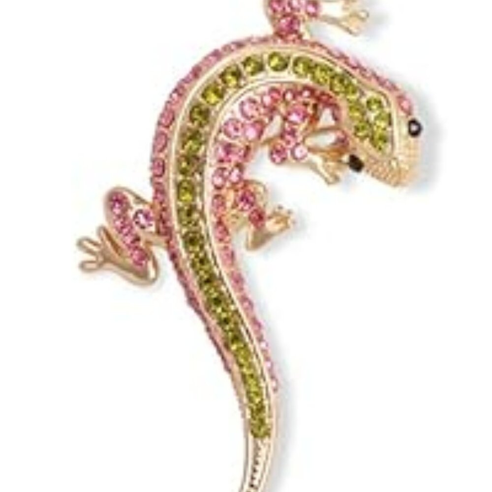 Gecko Lizard Brooch Pin for Women Girls Gold Plated Fashion Crystal Rhinestone